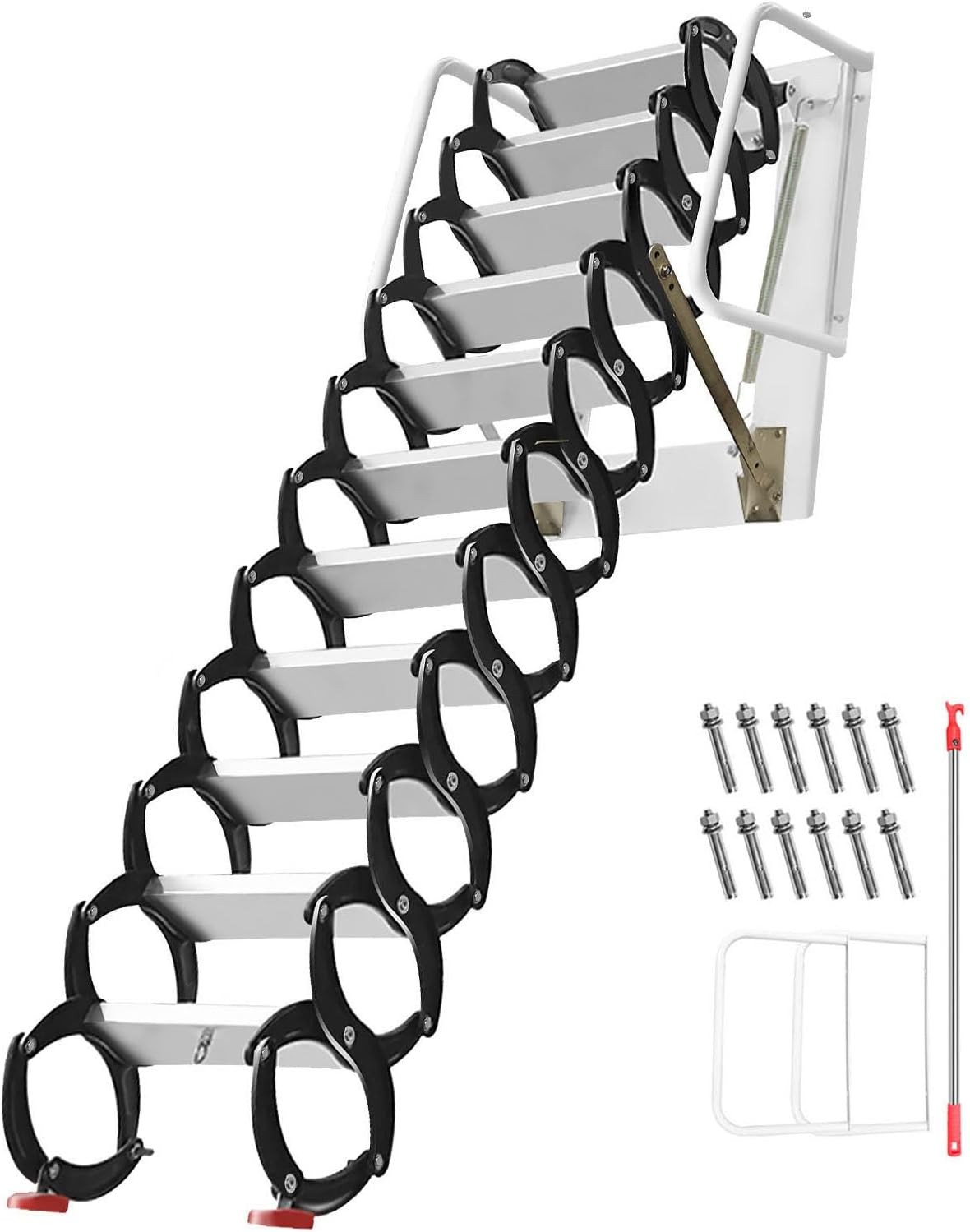 1102lb Anti-Slip Attic Ladder,Wall-Mounted Attic Ladder Pull Down System forRoof