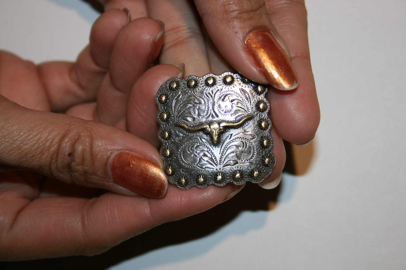 TEXAS Long horn Steer Cow Bull square Concho-1 1/2"