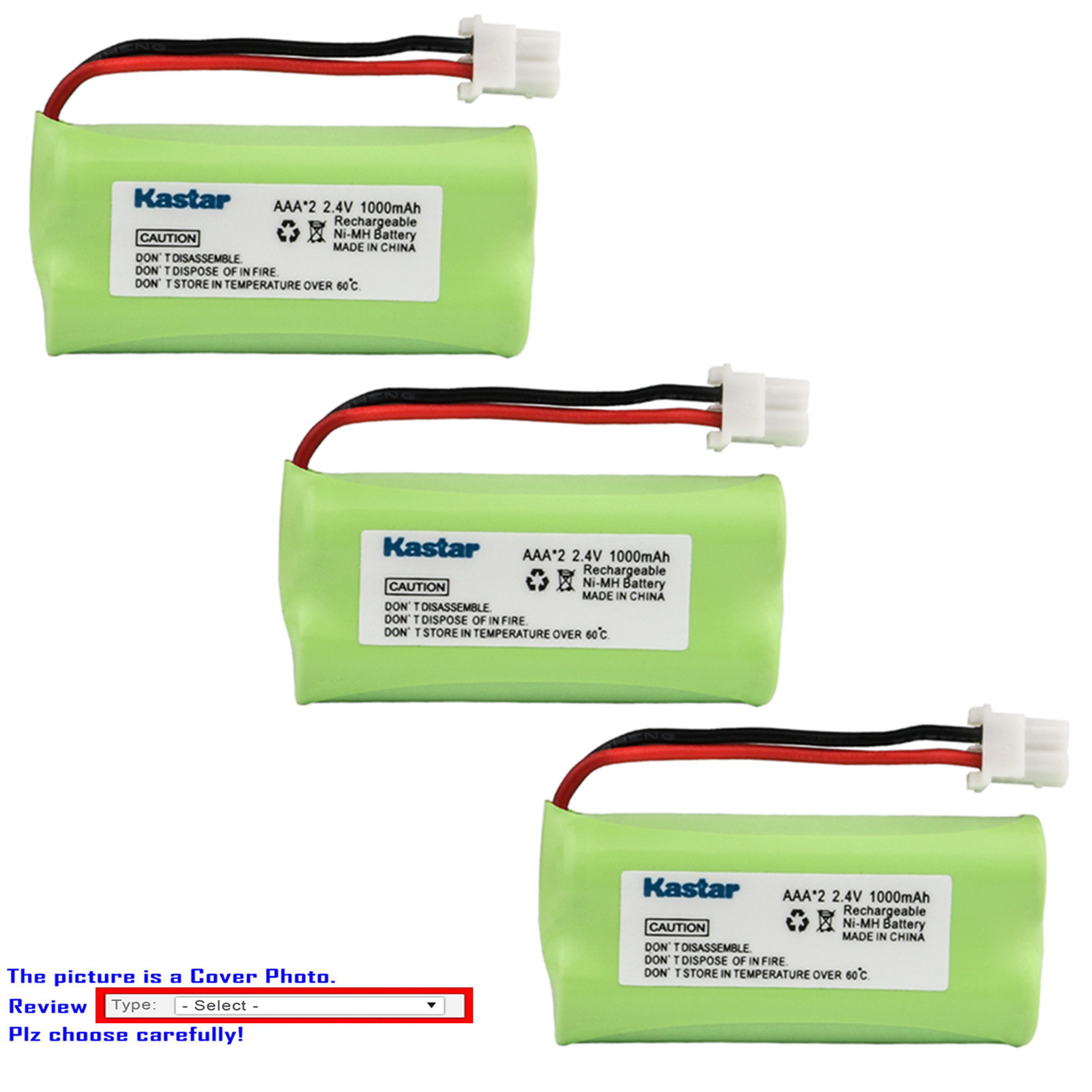 Kastar NiMH Battery Replace for AT&T VTech BT162342 BT166342 BT-166342 Battery
