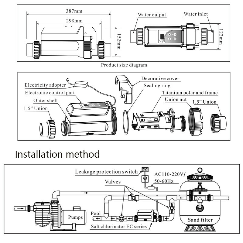 EC Series Salt Chlorine Generator Complete Chlorinator System for ≤ 16K gal Pool