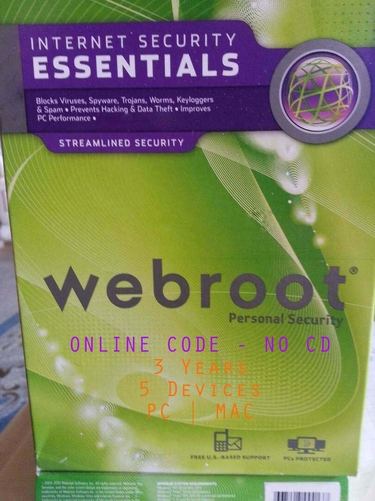 Webroot Essentials AntiVirus 2025 Key - 3 Yr | 5 Devices –  Email Code (no CD)
