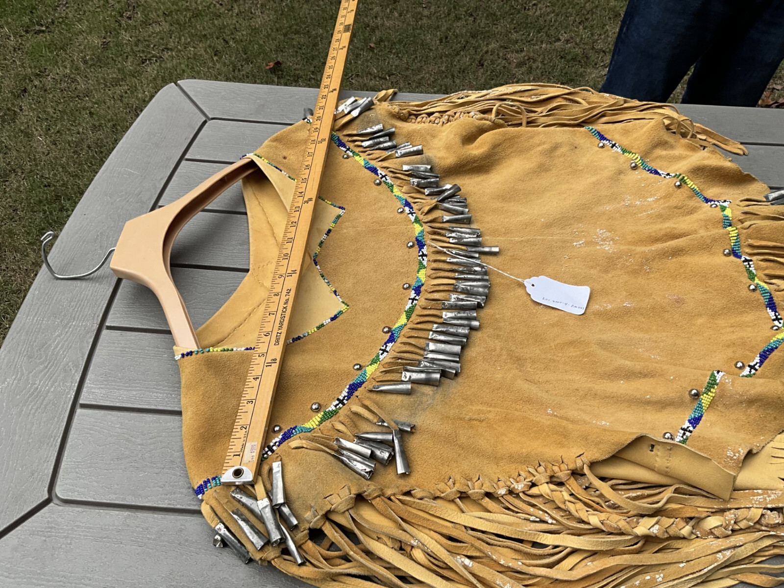 Vintage? Native American Apache Beaded Leather Dress With Tin Cones # 2