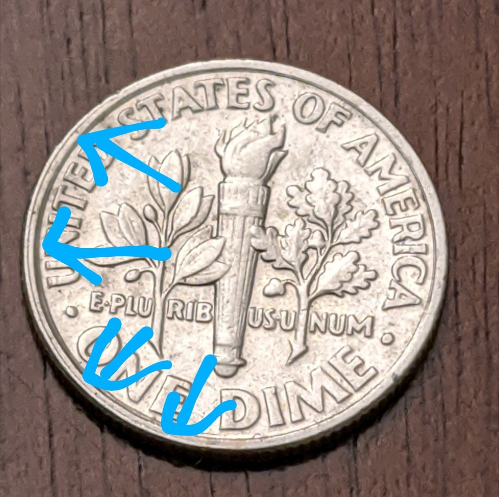 Extremely rare 1996 Roosevelt Dime P Mint Error. "Double Strike"