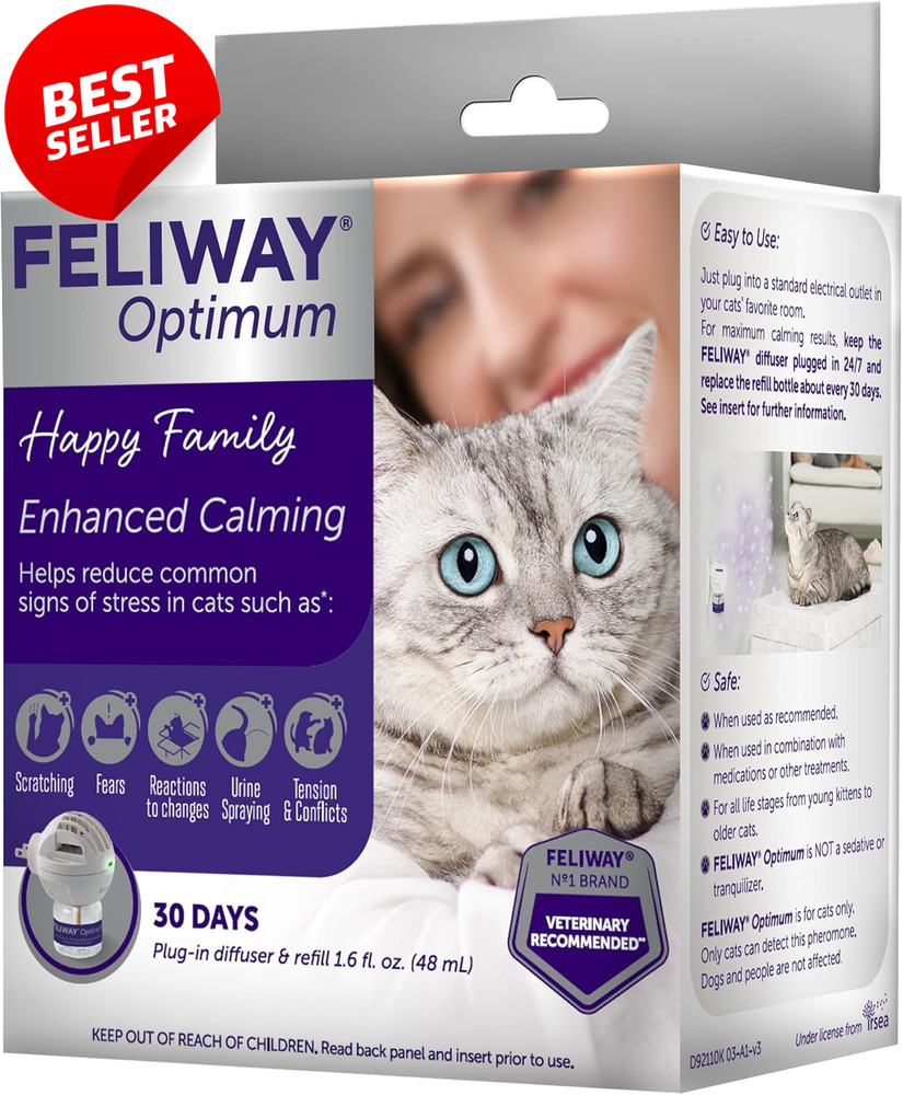 Optimum Cat Calming Plug-In Diffuser Starter Kit 48ml Reduces Stress 30 Day - US
