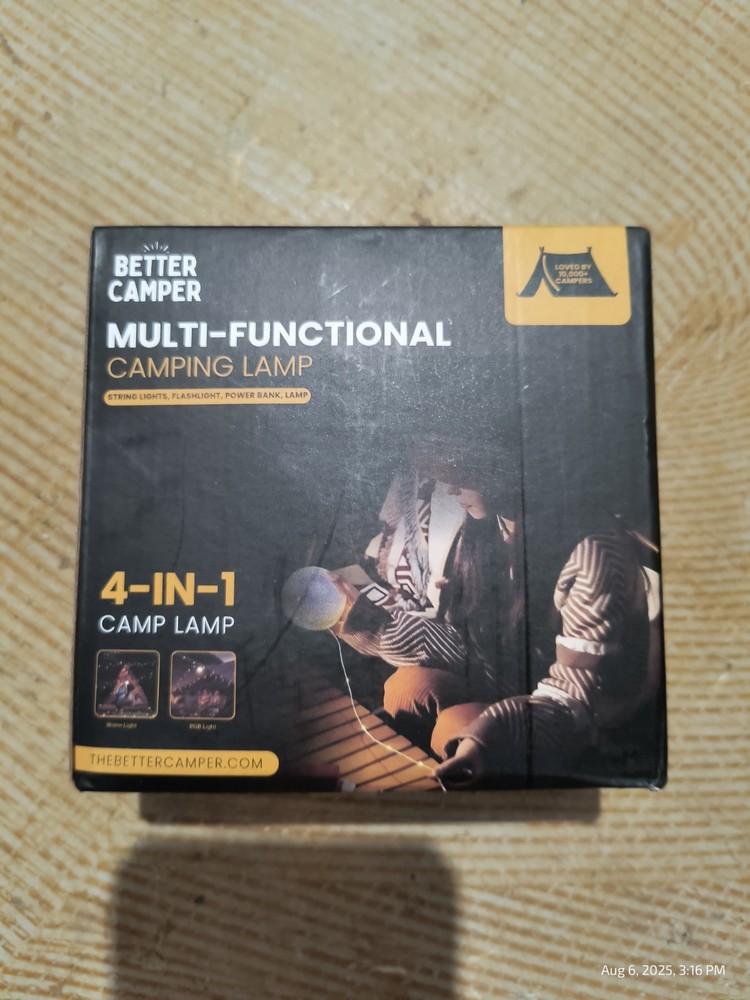 Camping Lamp Multi Function 4N1 Rechargeable Retractable String Lights 5 Modes