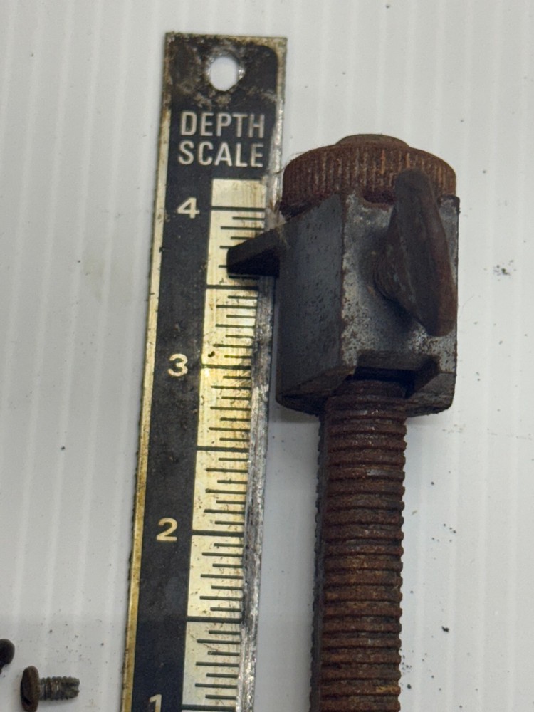 Craftsman 15-1/2 drill press depth stop rod & nut assembly W. scale & pointer