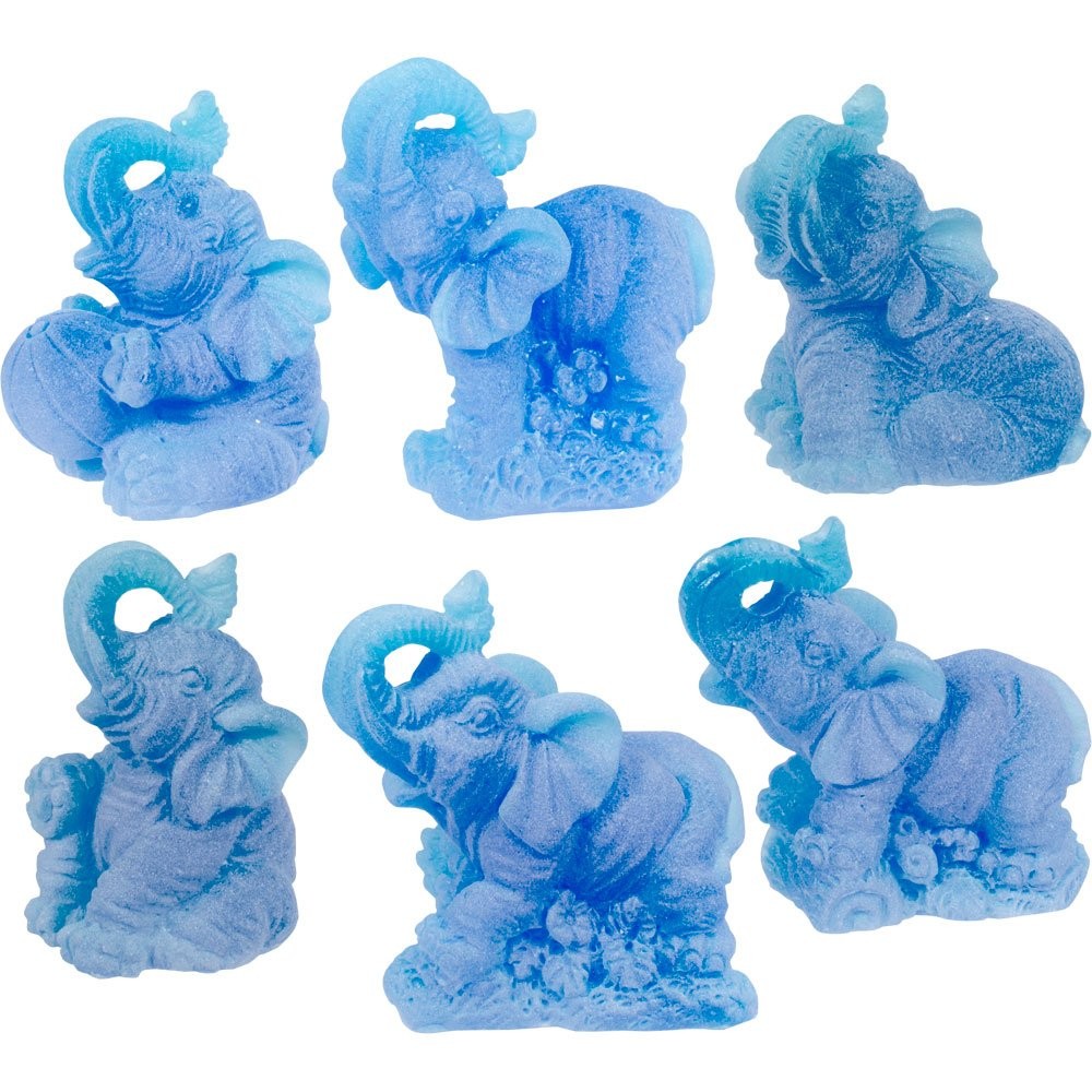 Polyresin Elephant Figurines Blue (Set of 6)
