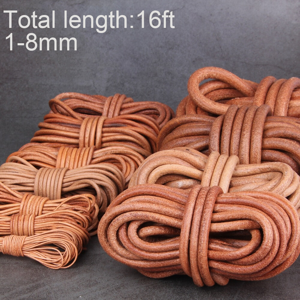 Round Cow Leather Cord Lace Rope Weave String for Necklace Bracelet Bag 16FT