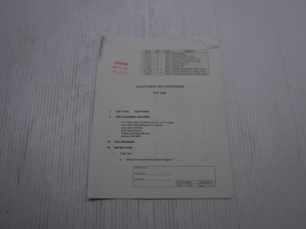 PTT 5260 Acceptance Test Procedure Manual