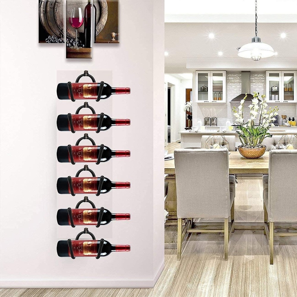 Wine Wall Holder 6 Pack Wall Mounted Wine Rack Wine Bottle Display Holder