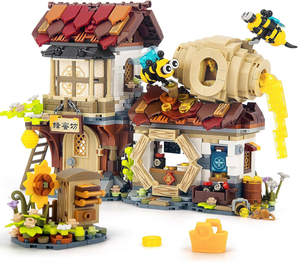 Honey Workshop Mini Building Set, MOC Creative DIY Simulation Architecture Toy,