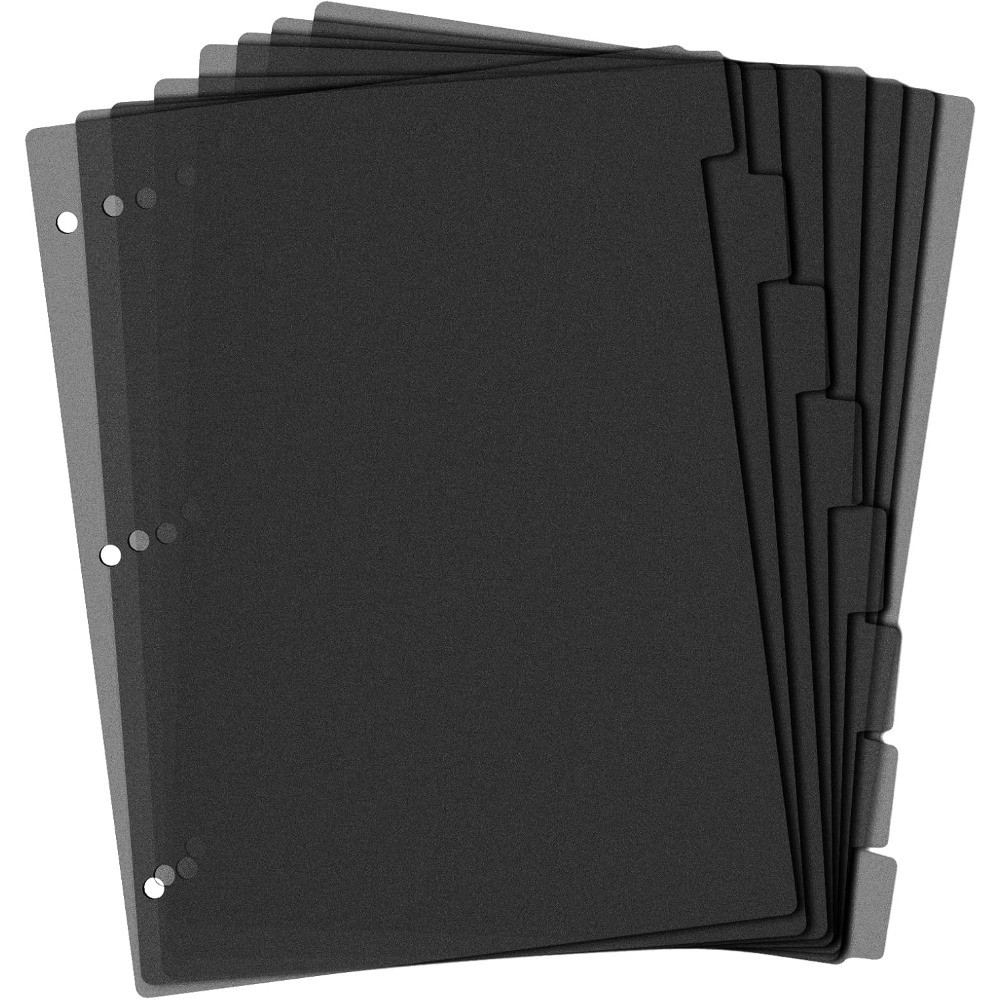 Sturdy Black Plastic Binder Dividers with 8 Tabs Aesthetic 3 Ring Notebook