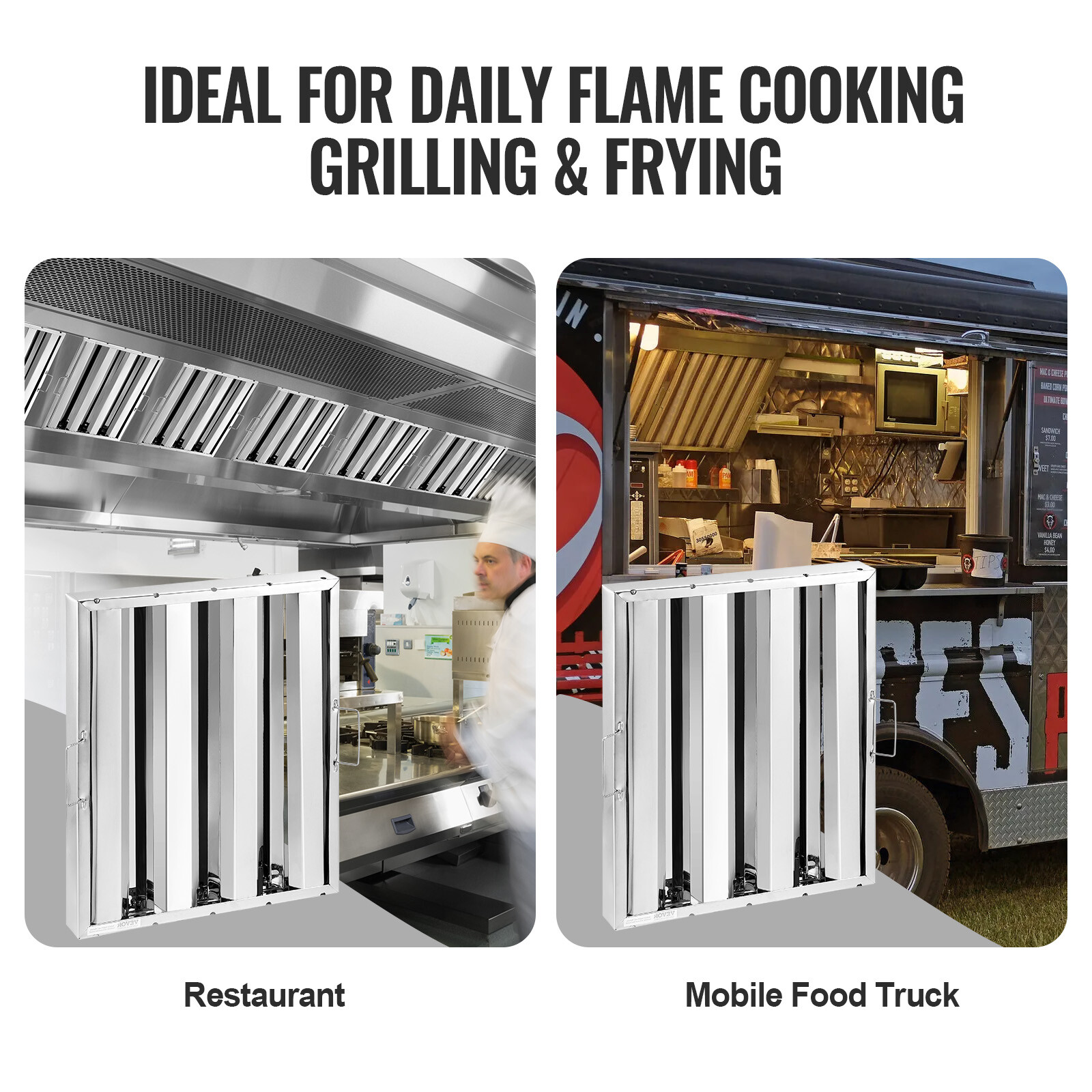 VEVOR 6Pcs 16"x20" Hood Grease Baffle Commercial Exhaust Filter Stainless Steel