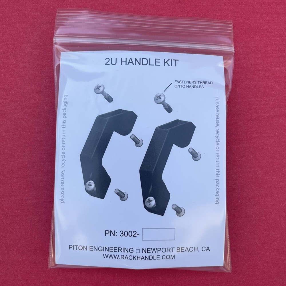 2U Rack Handle Kit, .10-.13" Panel. Use on any 19" rackmount equipment.