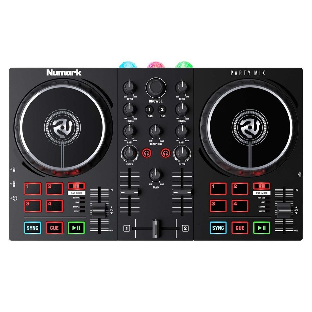 Numark Party Mix II Built-In Light Show DJ Controller with Backpack