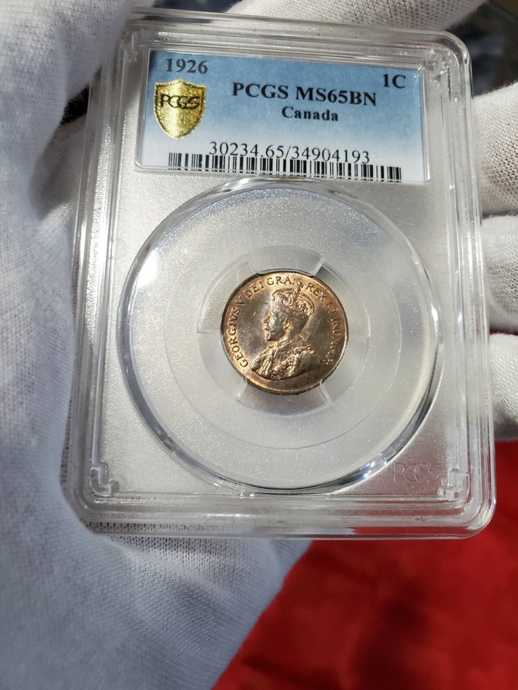 1926 Canada 1 Cent PCGS MS-65 BN. Extremely Rare Key Date