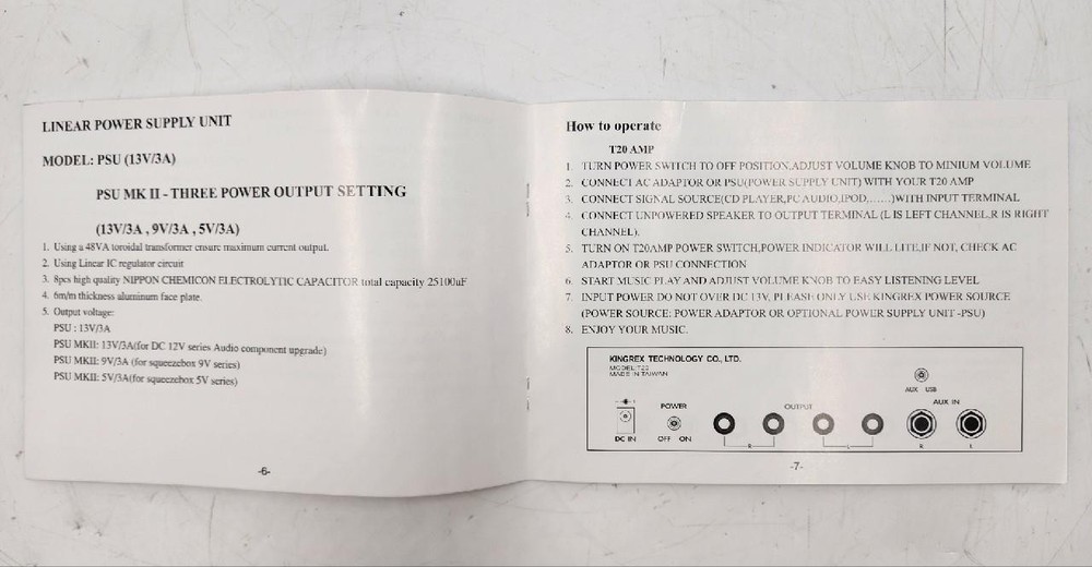 KingRex Technology Co. T20/T20/PSU User Manual