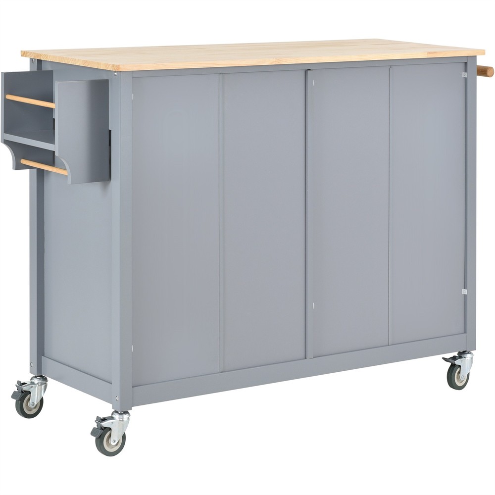 Rolling Kitchen Island Cart with Solid Wood Top & Locking Wheels w/ Drawers
