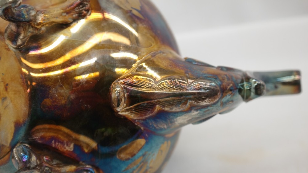 Antique Silver on Copper Footed Teapot S1