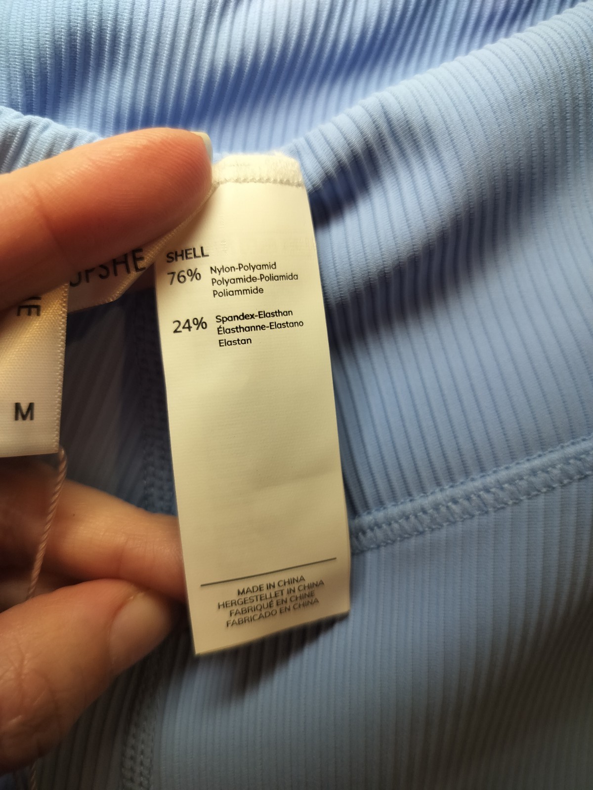 Cupshe Ribbed Biker Shorts Sky Blue High Waist Athletic Stretch Women M NWT