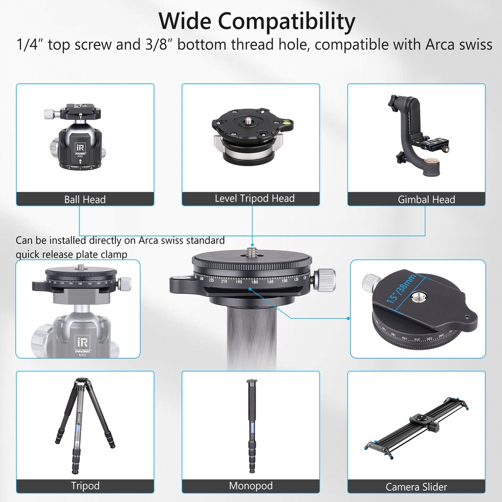 Panoramic Pan Base Bubble Level 360° Panorama Tripod Head Camera Panning Base