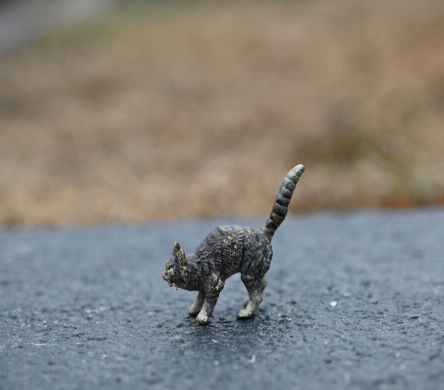 Small Antique Cold Painted Austrian Vienna Solid Bronze Cat