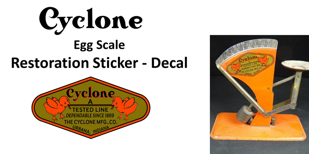 CYCLONE MFG CO. EGG SCALE  RESTORATION  DECAL