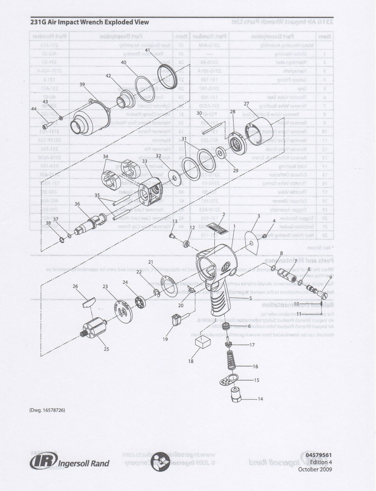 231HP TK1 AND 231XP TK1 INGERSOLL RAND CUSTOM TUNE UP KIT FOR 231G, 231XP, 231HA
