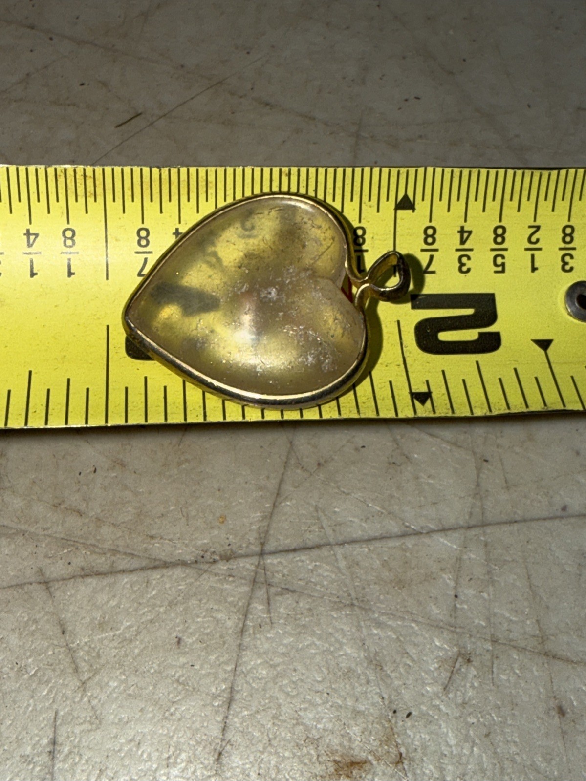 VICTORIAN NOUVEAU ACRYLIC PLASTIC HEART GOLD FILLED GF SEED FLAKE CHARM