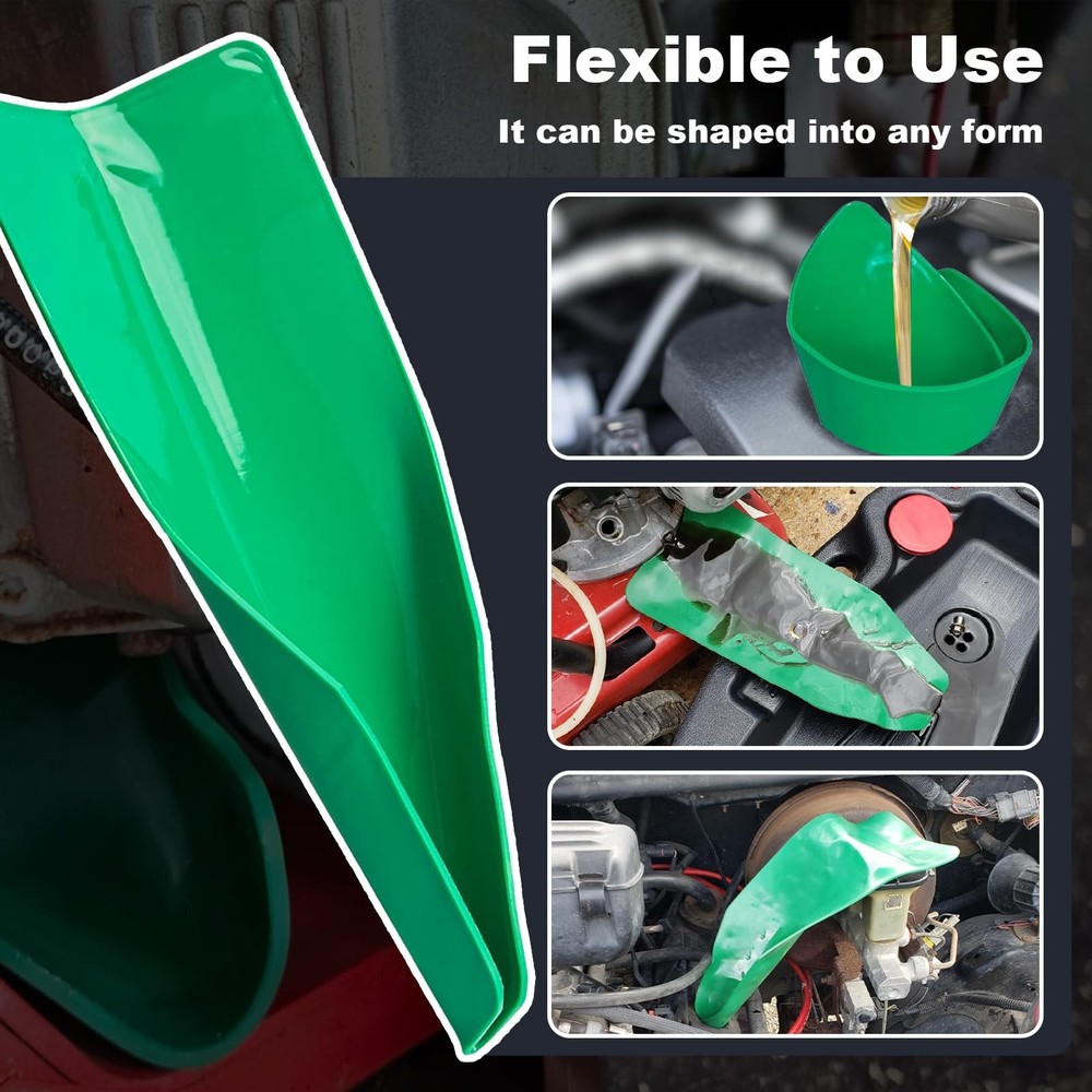 Flexible Funnel, Multi-Purpose Form a Funnel Draining Tool, Green
