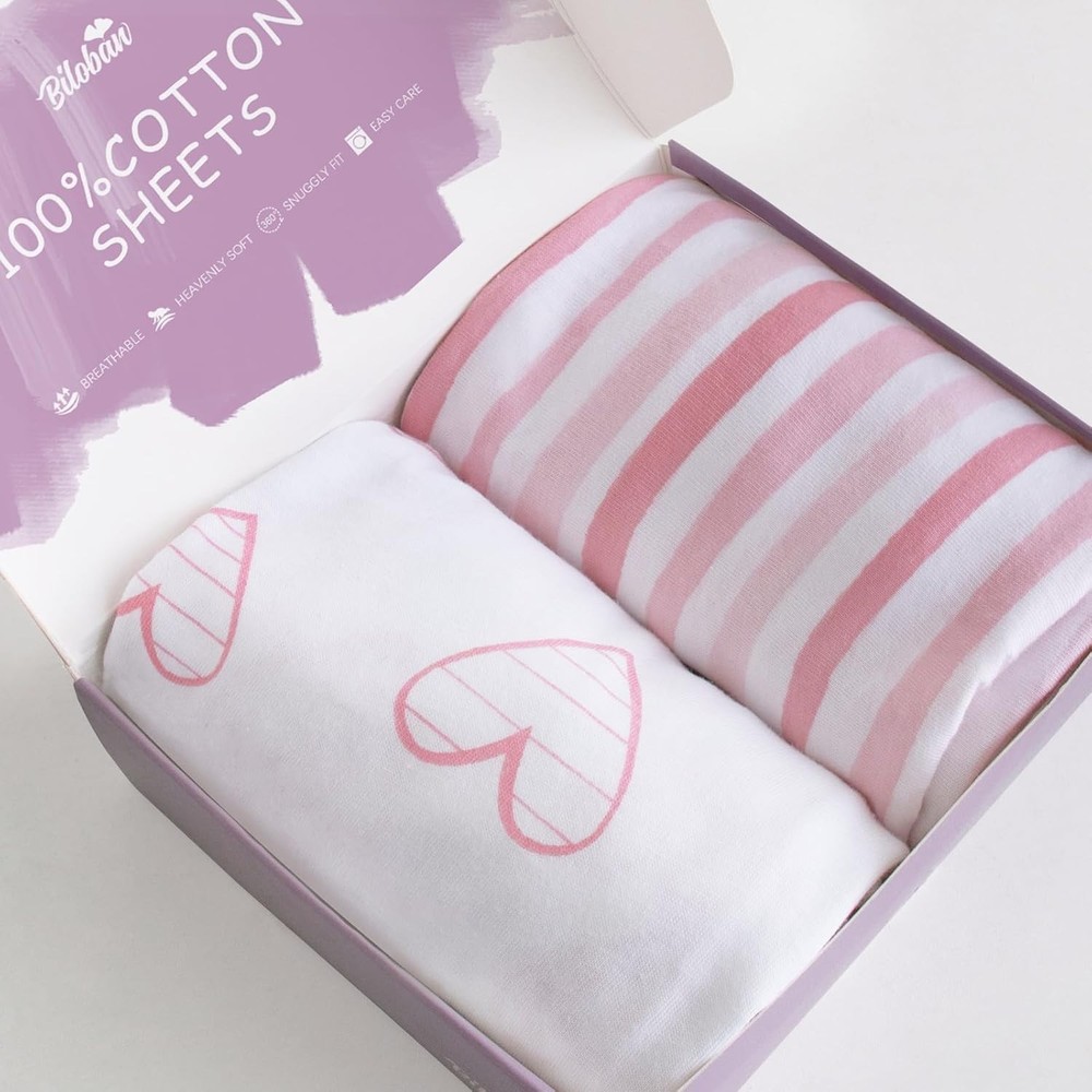Cotton Bassinet Fitted Sheets Compatible with Mika Micky Bedside Sleeper 2 Pack