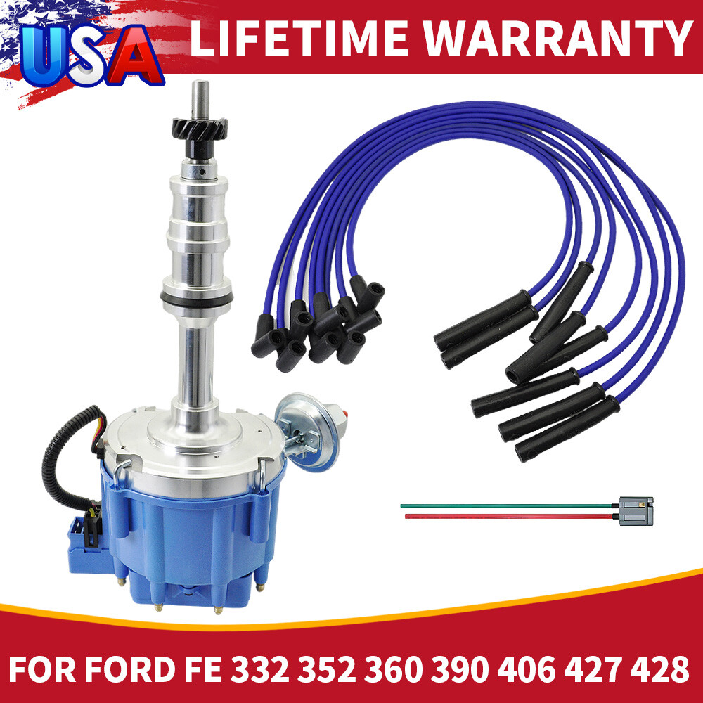 for Ford FE HEI Distributor 332 352 360 406 427 428 & Spark Plug Wires Accel