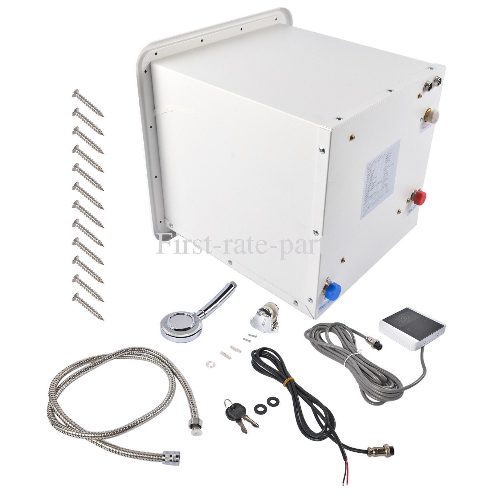 White RV Tankless Water Heater 42000BTU Instant Shower 15x15 in with Controller