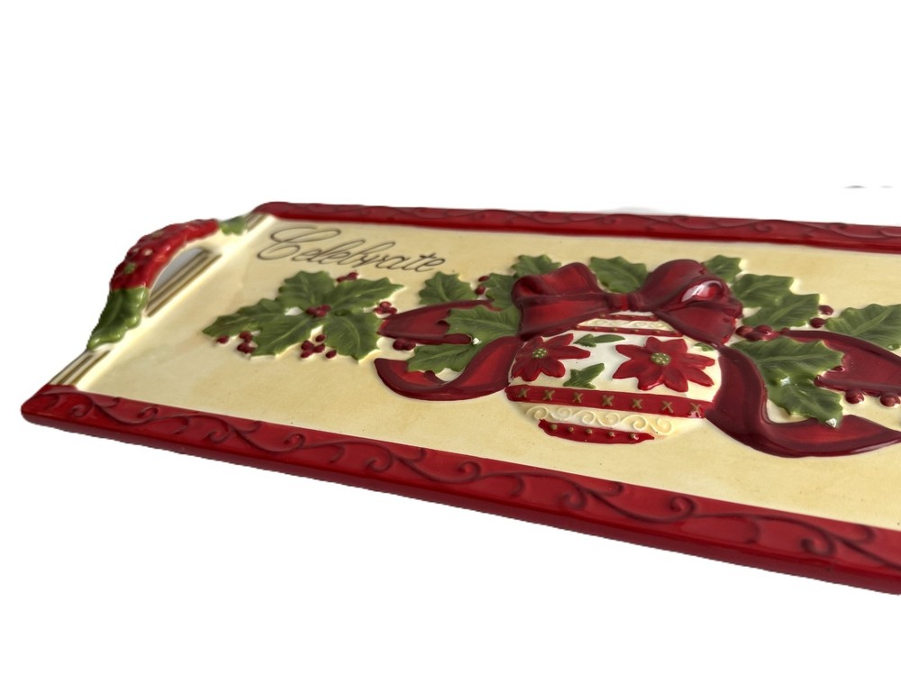 Christmas Cheese Serving Tray, Rectangle, Unique, Crimson Manor