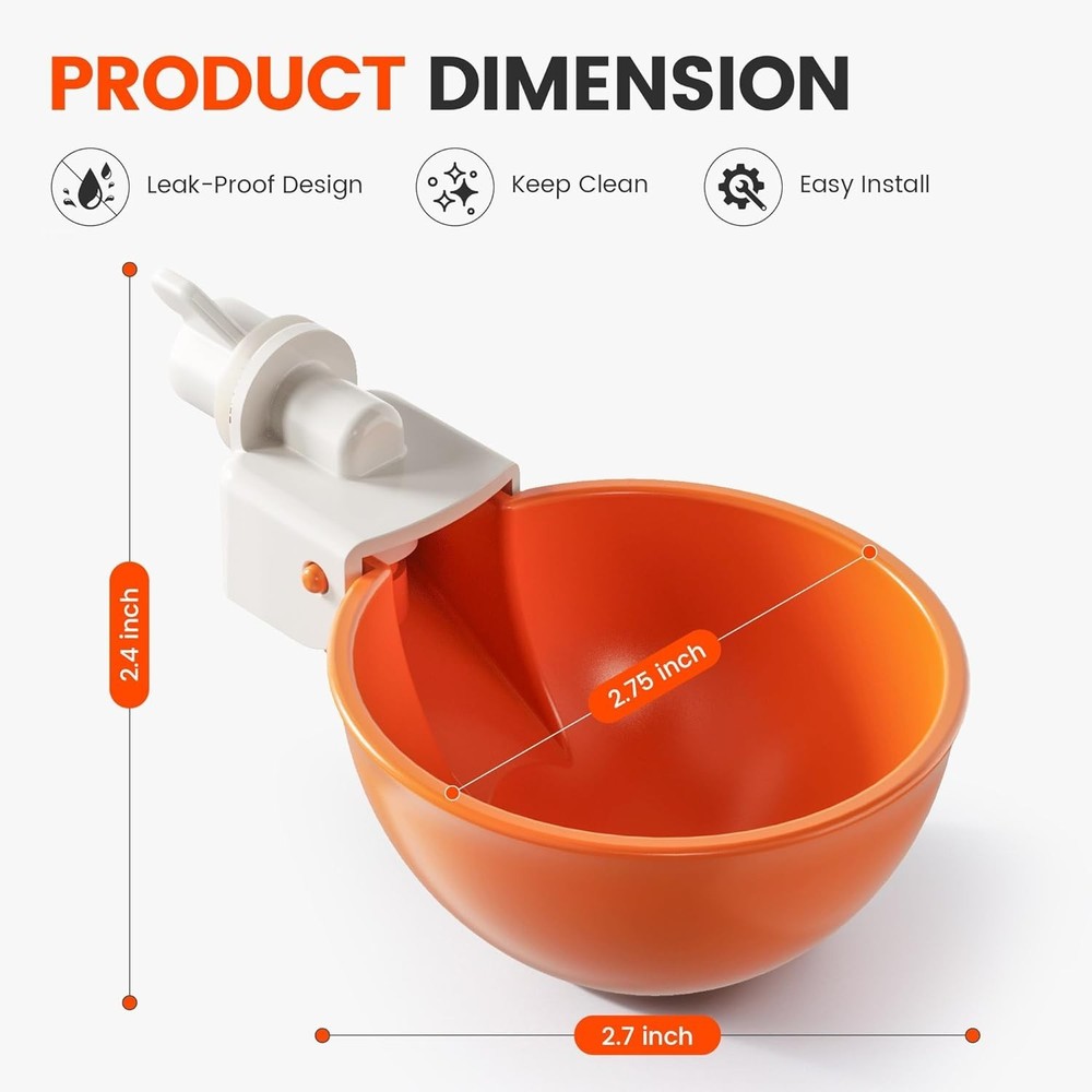 6-Pack Automatic Chicken Water Cups – Hassle-Free Hydration Solution in Orange