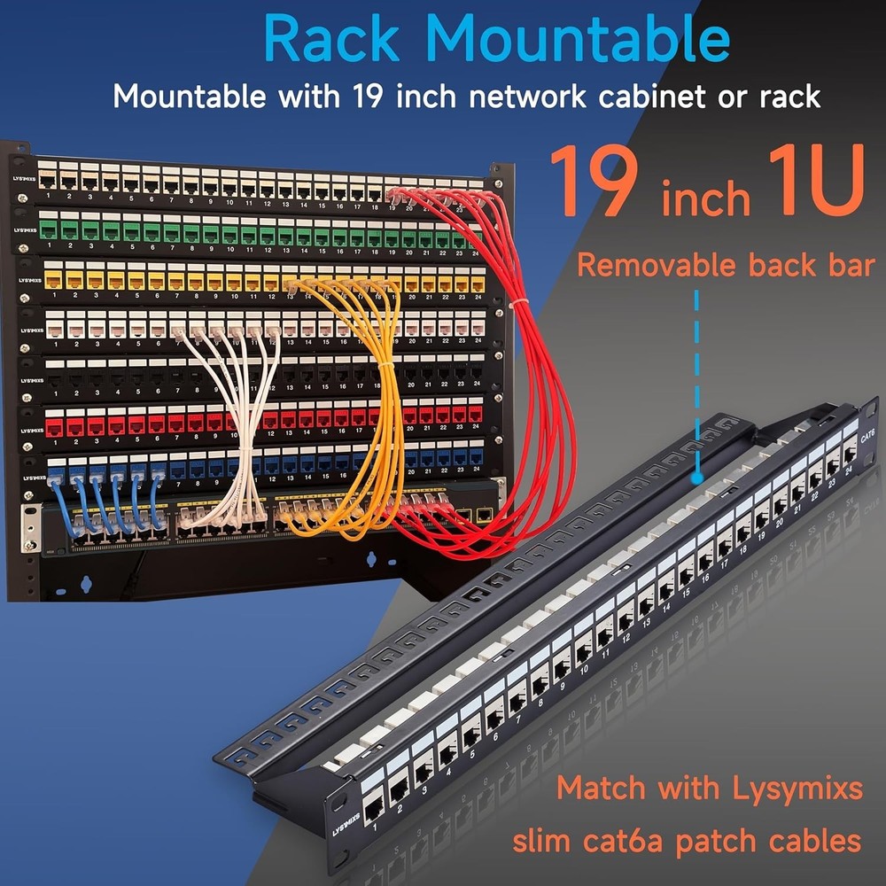24 Port RJ45 Patch Panel Cat6 STP Feed Through, Coupler Network Panel 19 Inch...