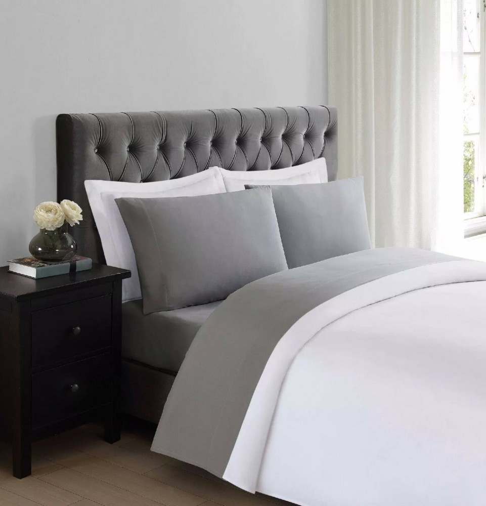Queen Everyday Microfiber Solid Sheet Set Gray - Truly Soft