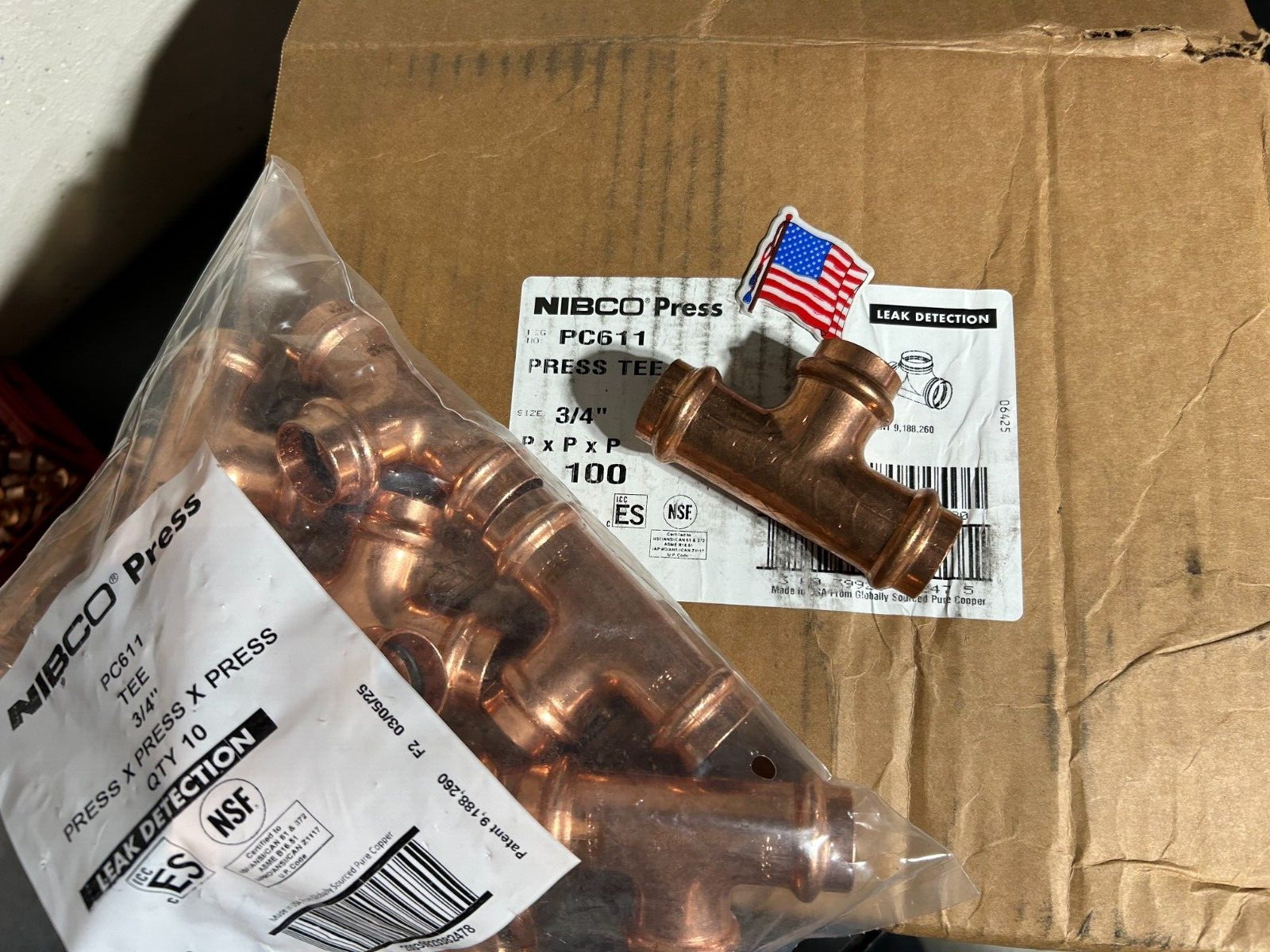 MADE IN USA 100 - NIBCO VIEGA PROPRESS TEES 3/4 " *NIB*