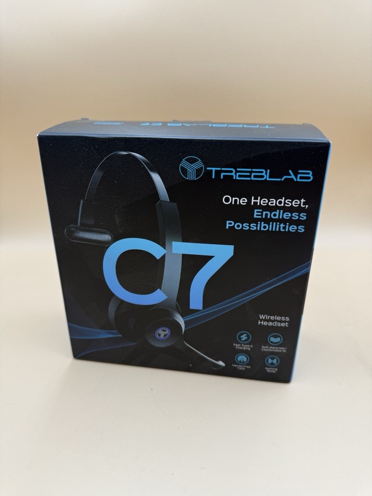 TREBLAB C7 - Single Ear Bluetooth Headset with Mic, 45H Playtime