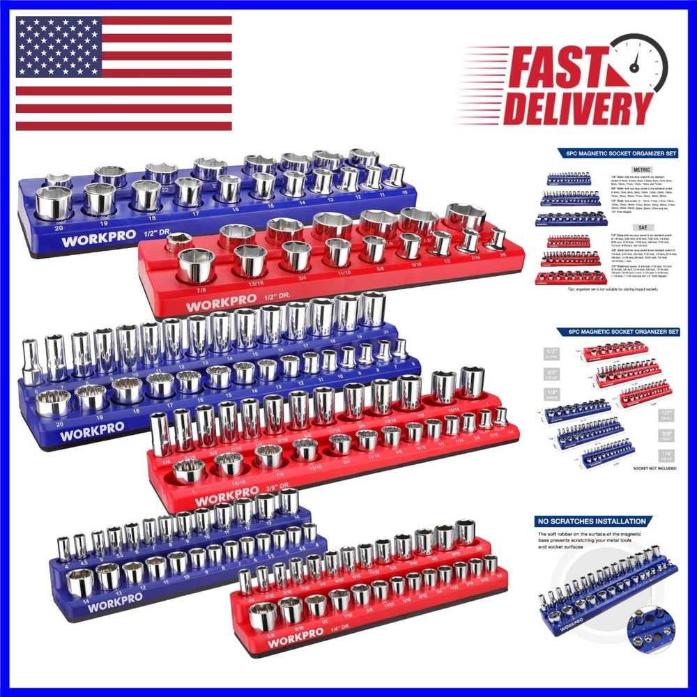 Professional 6-Piece Magnetic Socket Tray Set: Organized, Durable & Easy Access