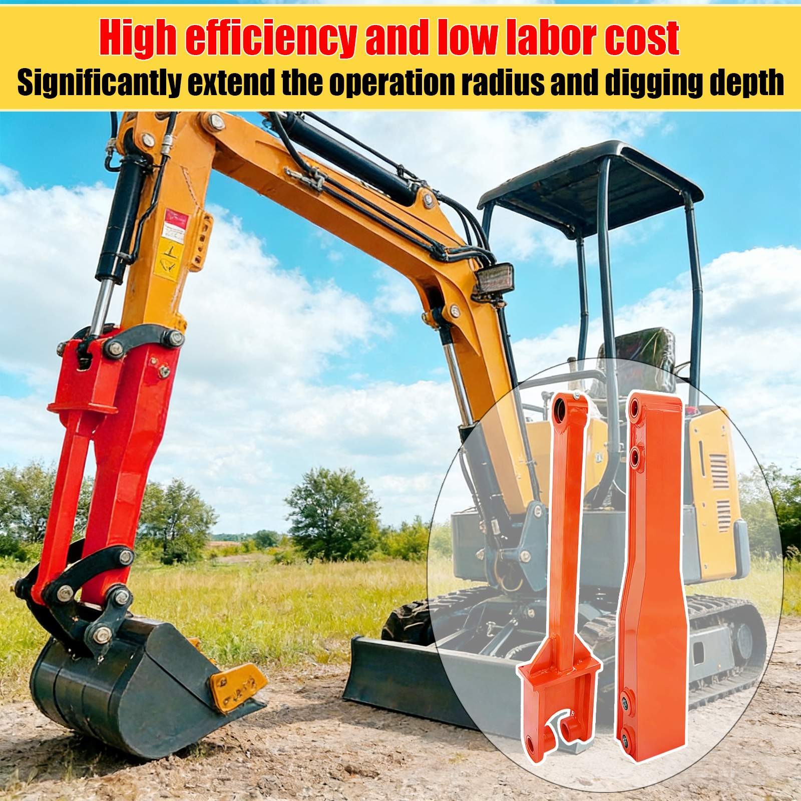 Excavator Arm Extension Kit for 0.8Tons-2tons Mini Excavator
