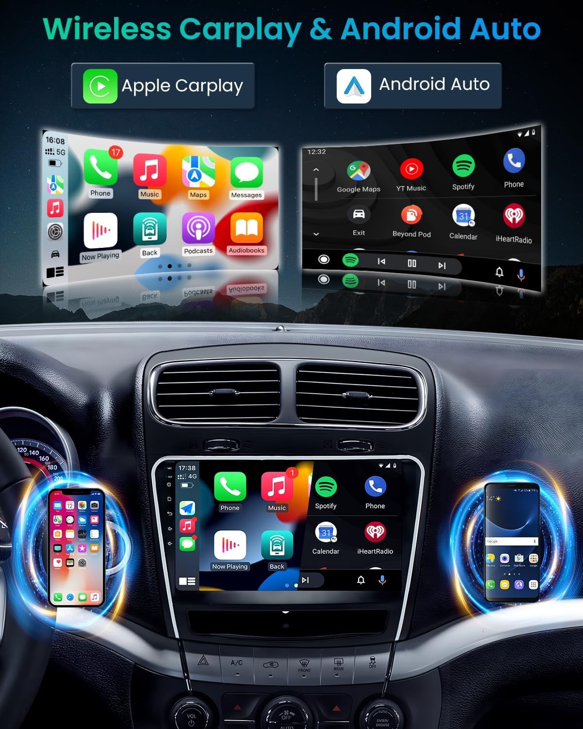 4+64G Car Stereo Radio For Dodge Journey 2011-2019 GPS Camera Carplay Android 13