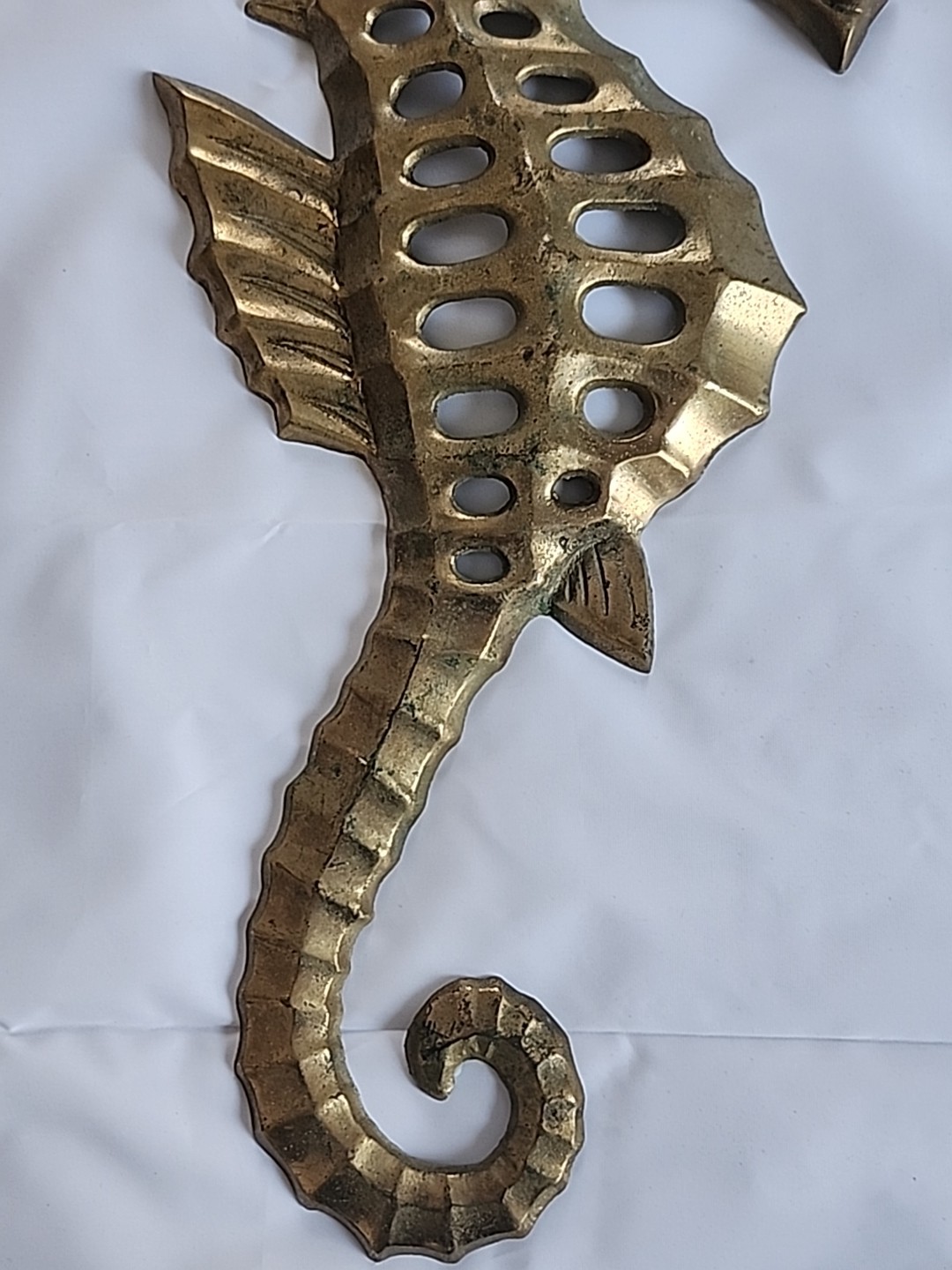 2 Large Vintage 14" & 12" Vintage Brass Made In Japan Seahorse Wall [45]