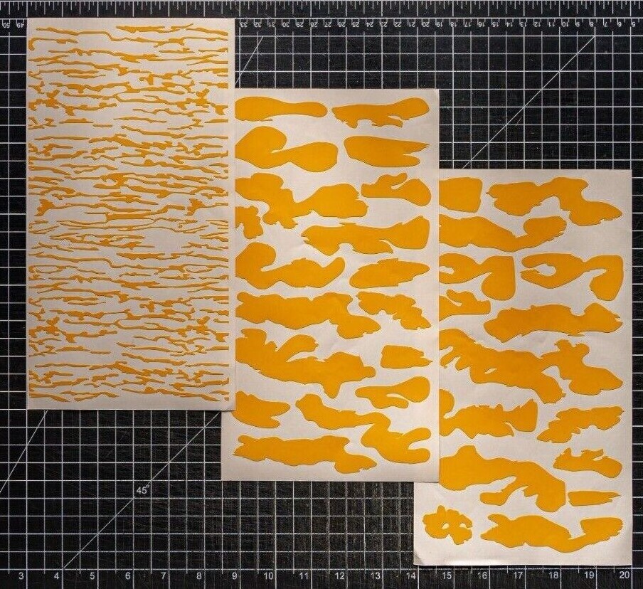 Bottomland Camo High Heat Vinyl Stencil Kit - 3x 11"x6" Sheets Durable Easy Use