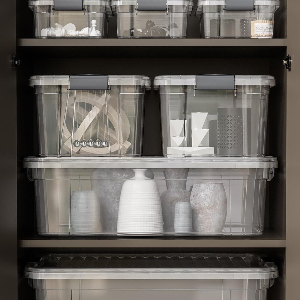 Superio Clear Storage Bins with Lids, 6 Pack- Plastic Storage Boxes - 14.7 Quart