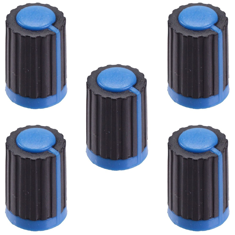 5 x Blue Push Fit 6mm Pointer Control Knob