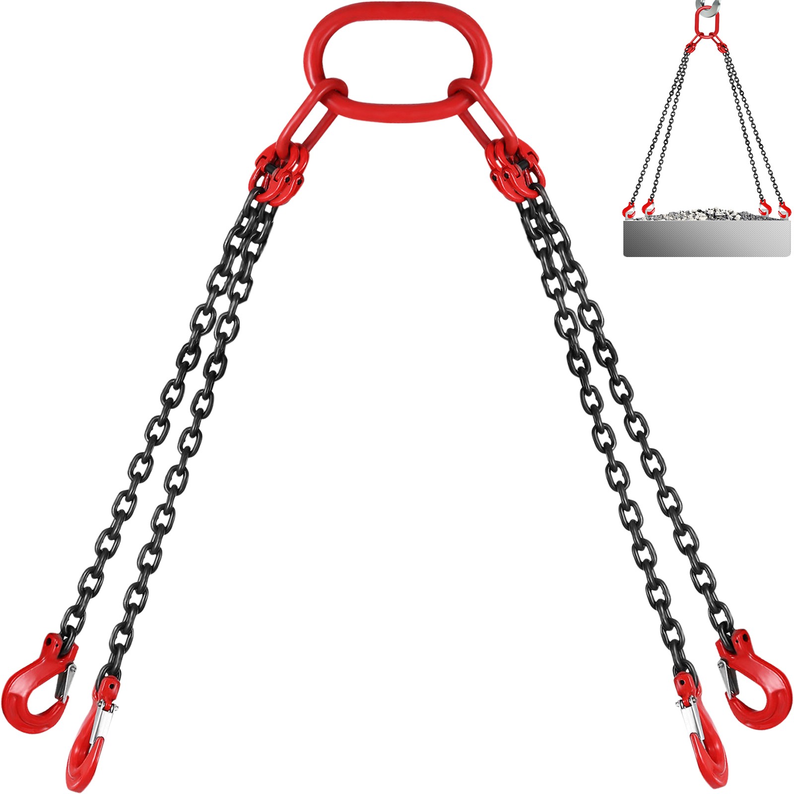 5/16"x5FT Chain Sling w/ 4 Legs 5T/11000 lbs Load T8 Grab Hooks Alloy Steel