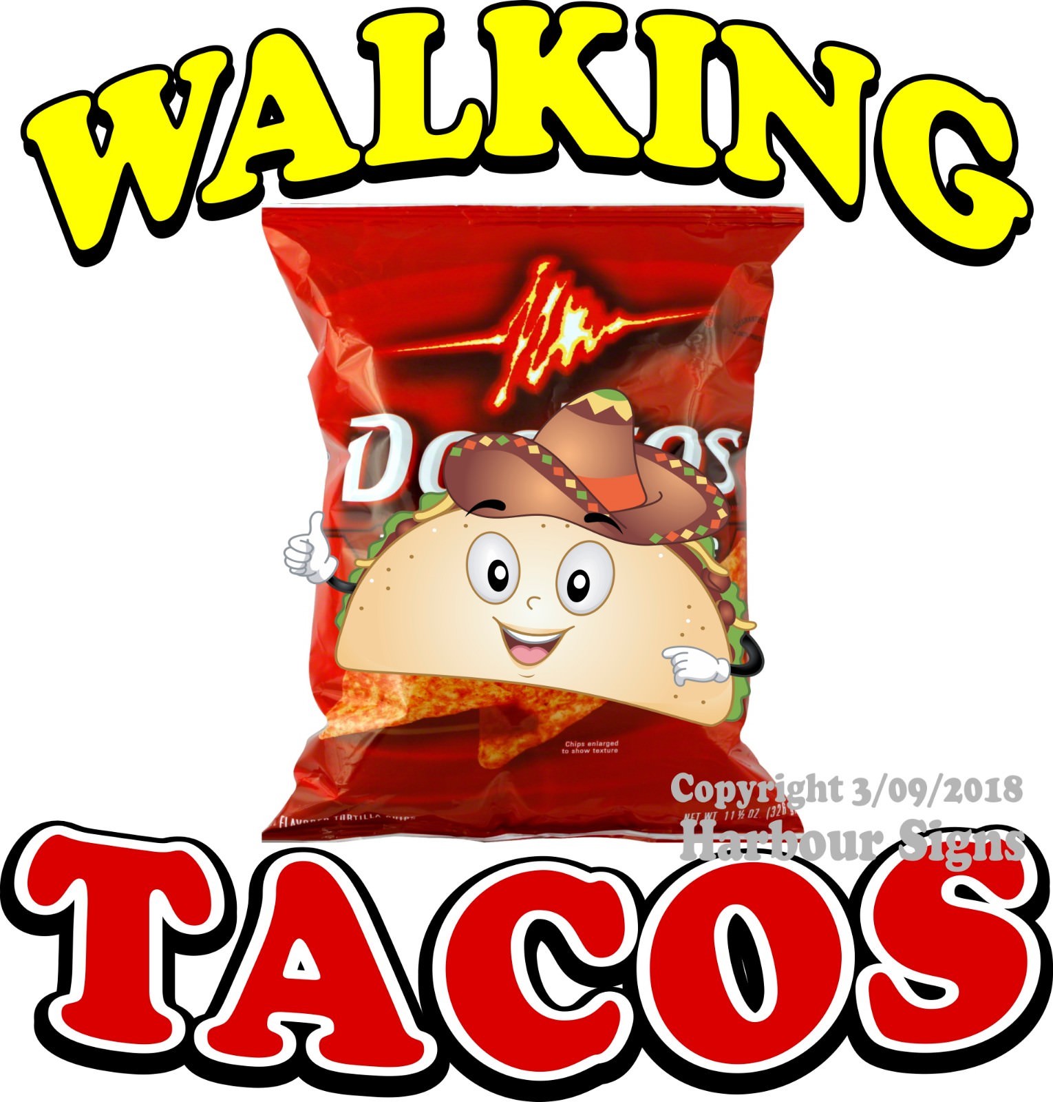 Walking Tacos DECAL (CHOOSE YOUR SIZE) Food Truck Concession Vinyl Sticker