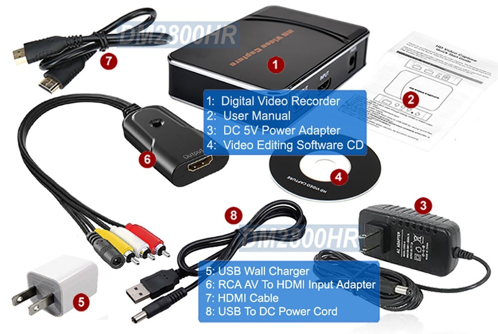 Premium HD/SD MPEG4 Video Recorder With HD 1080P RCA AV Input Software Editor