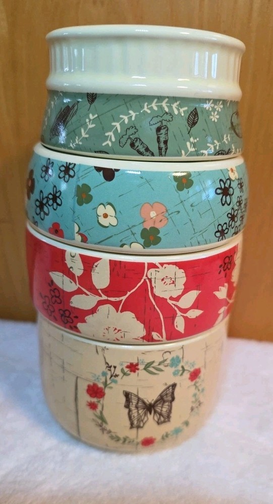 Pavilion Decorative Ceramic Stackable Measuring Cups Mason Jar Shape Multicolor